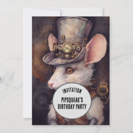 Steampunk Mouse Rat Captain Einladung