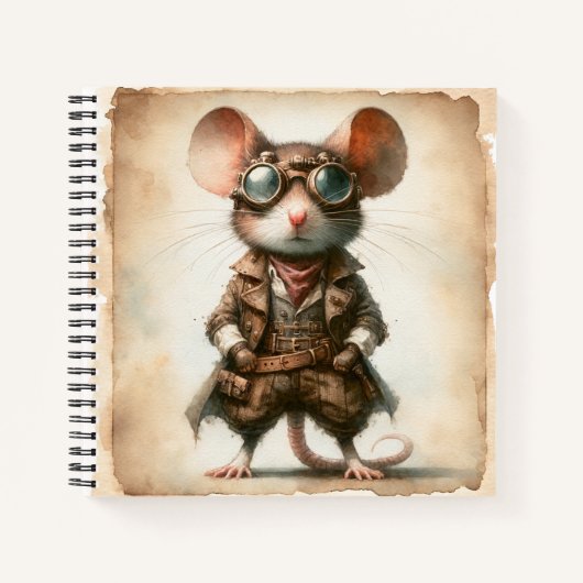Steampunk Mouse Spiral Notebook Notizblock (Vorderseite)