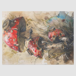 Steampunk Mushrooms Wasserfarben Art Decoupage Seidenpapier