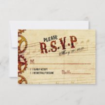 Steampunk Musical Wedding RSVP Card