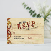 Steampunk Musical Wedding RSVP Card Karte (Stehend Vorderseite)