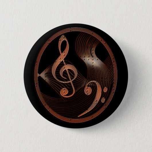Steampunk Musik-Entwurfs-Knopf-Button Button (Vorderseite)