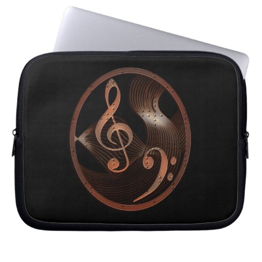 Steampunk Musikentwurfs-Laptophülse Laptopschutzhülle (Vorderseite)