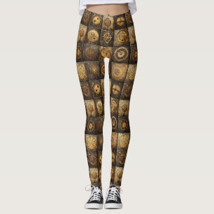 Steampunk-Muster aus mechanischen Zahnrädern in Go Leggings