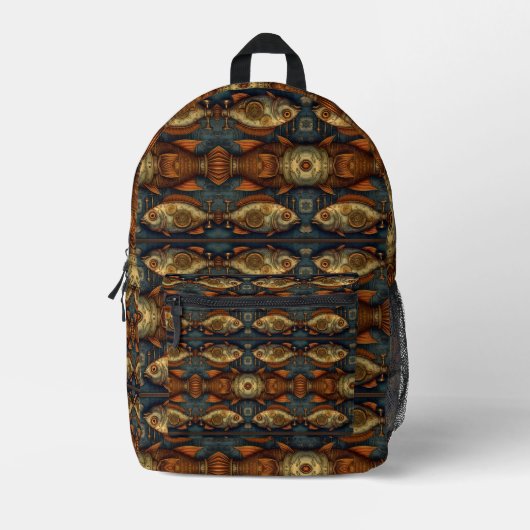 Steampunk-Muster Bedruckter Rucksack (Vorderseite)