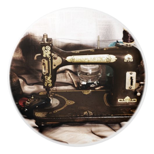 Steampunk Nähen Keramikknauf (Vorderseite)