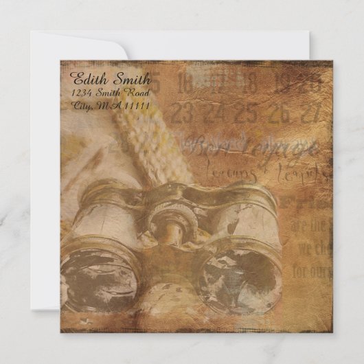 Steampunk Nautical Binoculars Scrapbook Stationary Mitteilungskarte (Vorderseite)