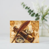Steampunk-nautisches Teleskop antiker Kompass Postkarte (Stehend Vorderseite)