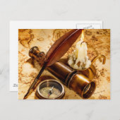 Steampunk-nautisches Teleskop antiker Kompass Postkarte (Vorne/Hinten)