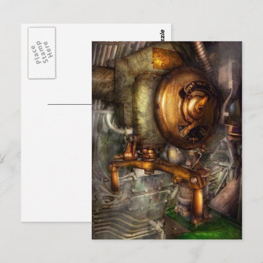 Steampunk - Naval - Ventil schließen Postkarte (Vorne/Hinten)