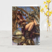 Steampunk Navigator-Gruß-Karten! Karte (Gelbe Blume)