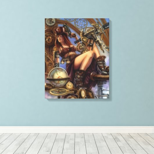 Steampunk Navigator Wrapped Canvas Leinwanddruck (Insitu (Holzboden))