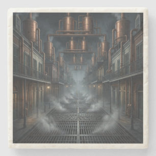 Steampunk New Orleans Industrielles Französisches Steinuntersetzer