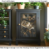 Steampunk Niedlich Chic Cat Kitten BR6R Decoupage Seidenpapier