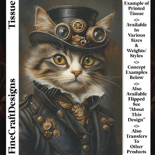 Steampunk Niedlich Chic Katze Kätzchen BR6R Dekupi Seidenpapier