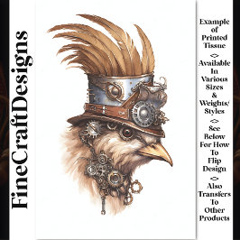 Steampunk Niedlich Crazy Chicken Decoupage Right 1 Seidenpapier
