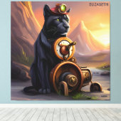 Steampunk Niedlich Panther Rusty Fantasy Vintag Leinwanddruck (Insitu (Holzboden))