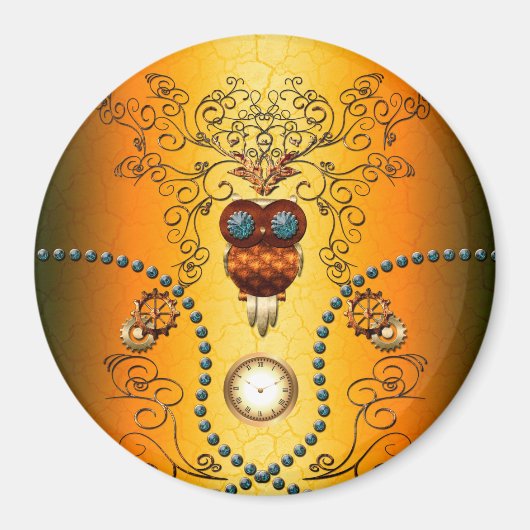 Steampunk, niedliche Eule Magnet (Vorne)