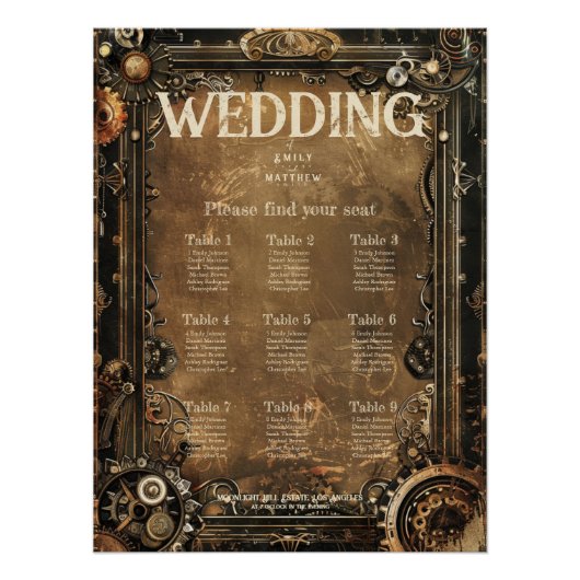 Steampunk Noir Affair Hochzeitstabelle Poster (Vorderseite)