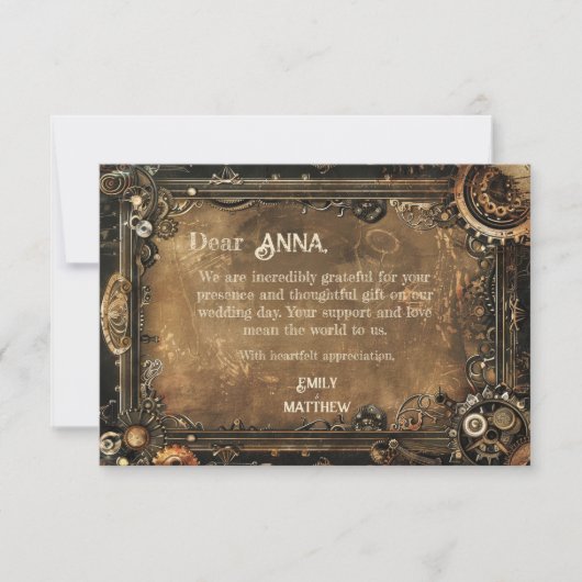 Steampunk Noir Affair Wedding Dankeschön Card Dankeskarte (Vorderseite)