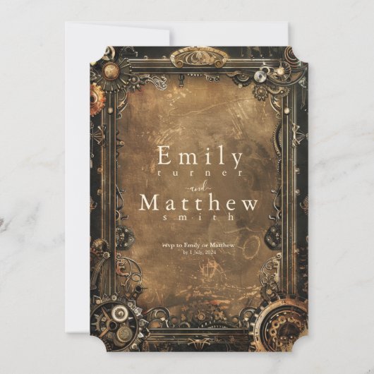 Steampunk Noir Affair Wedding Einladung (Rückseite)