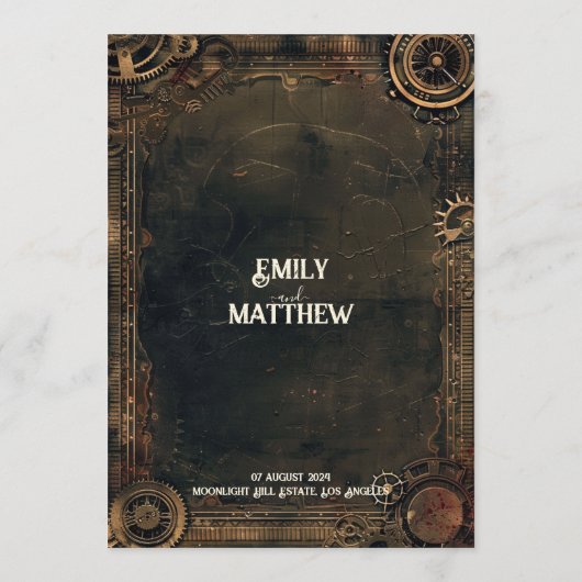 Steampunk Noir Affair Wedding Menu Menükarte (Rückseite)