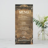 Steampunk Noir Affair Wedding Menu Menükarte (Stehend Vorderseite)