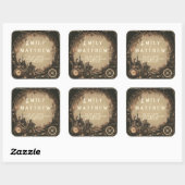 Steampunk Noir Affair Wedding Quadratischer Aufkleber (Blatt)