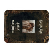 Steampunk Noir Affair Wedding rettet das Datum Magnet (Horizontal)