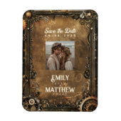 Steampunk Noir Affair Wedding rettet das Datum Magnet (Vertikal)