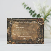 Steampunk Noir Affair Wedding RSVP Card Dankeskarte (Stehend Vorderseite)