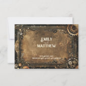 Steampunk Noir Affair Wedding RSVP Card Dankeskarte (Rückseite)