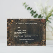 Steampunk Noir Affair Wedding RSVP Card Dankeskarte (Stehend Vorderseite)