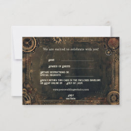 Steampunk Noir Affair Wedding RSVP Card Dankeskarte