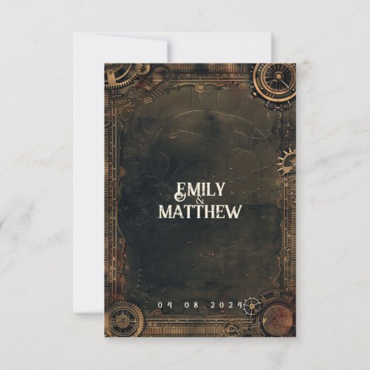 Steampunk Noir Affair Wedding Save The Date (Rückseite)