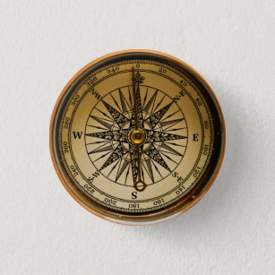 Steampunk Nostalgic Old Brass Compass Button