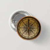 Steampunk Nostalgic Old Brass Compass Button (Vorne & Hinten)