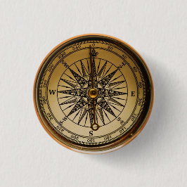 Steampunk Nostalgic Old Brass Compass Button