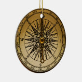 Steampunk Nostalgic Old Brass Compass Keramikornament (Rechts)