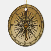 Steampunk Nostalgic Old Brass Compass Keramikornament (Links)