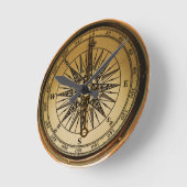 Steampunk Nostalgic Old Brass Compass Runde Wanduhr (Winkel)