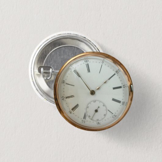 Steampunk Nostalgic Tempus Fugit Fob Watch Button (Vorne & Hinten)