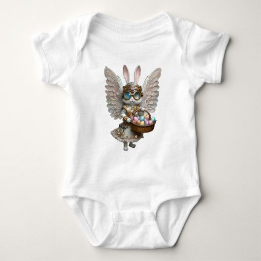 Steampunk Oaster Bunny Angel Girl Baby Strampler (Vorderseite)