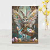 Steampunk Oaster Bunny Angel Knight's Apprentice Karte (Gelbe Blume)