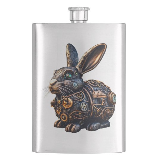 Steampunk Oaster Bunny Flachmann (Vorderseite)