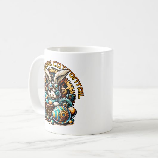 Steampunk Oaster Bunny Kaffeetasse (Vorderseite Links)