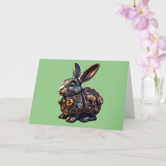 Steampunk Oaster Bunny Karte (Orchidee)