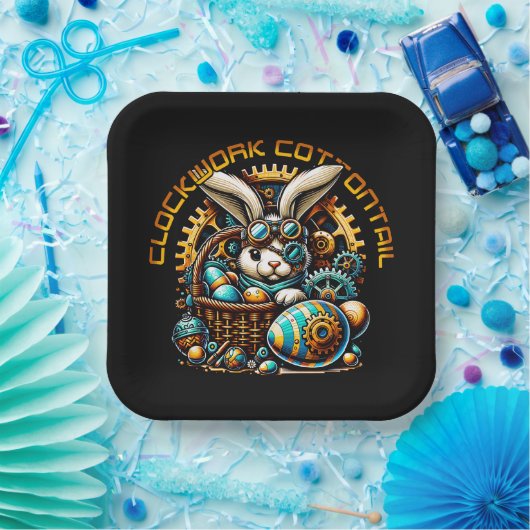 Steampunk Oaster Bunny Pappteller (Party)