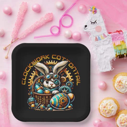 Steampunk Oaster Bunny Pappteller (Party)