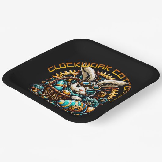 Steampunk Oaster Bunny Pappteller (Gewinkelt)